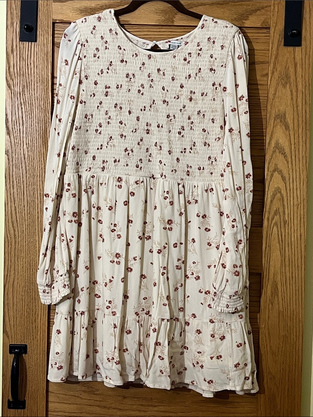 American Eagle Outfitters Cream Dress with Rust Floral Print